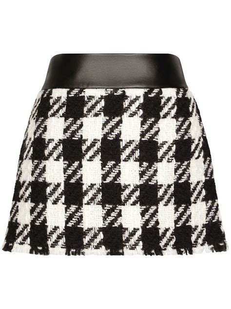 Houndstooth A Line Mini Skirt From Dolce And Gabbana Featuring Black