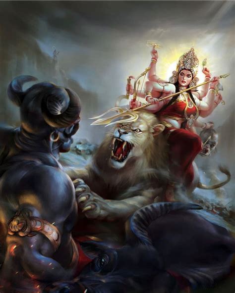 Goddess Parvati Or Supreme Goddess Maha Shakti As Maa Durga Slaying