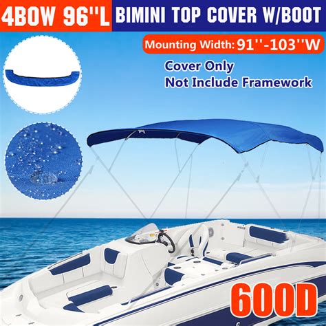 4 Bow Boat Pontoon Bimini Top Cover Sun Shade Boat Replacement Canvas
