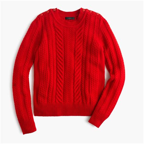 Jcrew Perfect Cable Sweater In Red Lyst