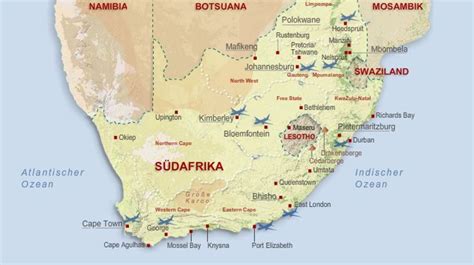 Südafrika Karte Das Land Am Kap Auf Einen Blick Sternde