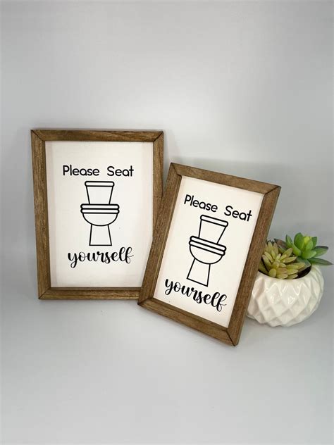 Funny Bathroom Sign Please Seat Yourself Bathroom Review Etsy