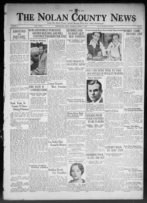 The Nolan County News (Sweetwater, Tex.), Vol. 11, No. 11, Ed. 1