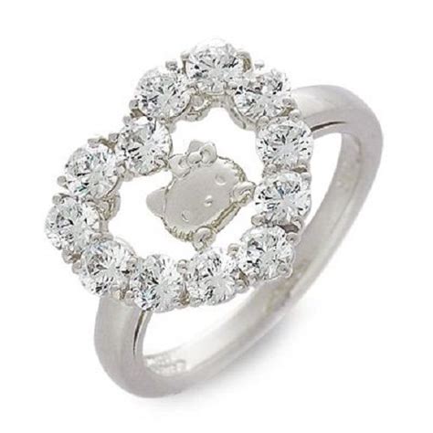Hello Kitty X Swarovski Silver Ring Wedding Engagement Japan T Order Size Swarovski Hello