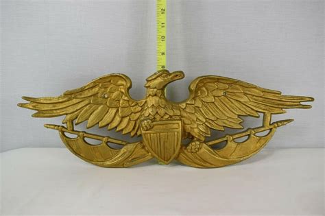 cast metal 24 wingspan patriot eagle wall plaque w gold tone sexton 2102626853