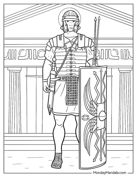 Free Roman Soldier In Full Armour Colouring Sheet Colouring Pages
