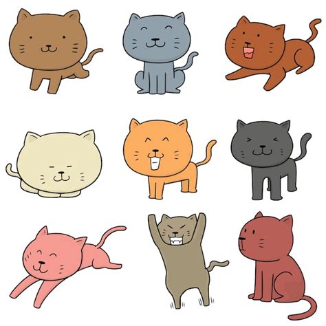 Conjunto De Vectores De Gatos Vector Premium