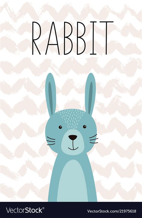 Cute Rabbit Poster Card For Kids Royalty Free Vector Image