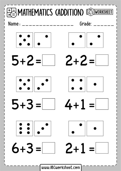 Check out here our addition worksheets for kindergarteners in pdf and start teaching your kids basic math as soon as possible. Free Printable Dice Addition Worksheets for Kids