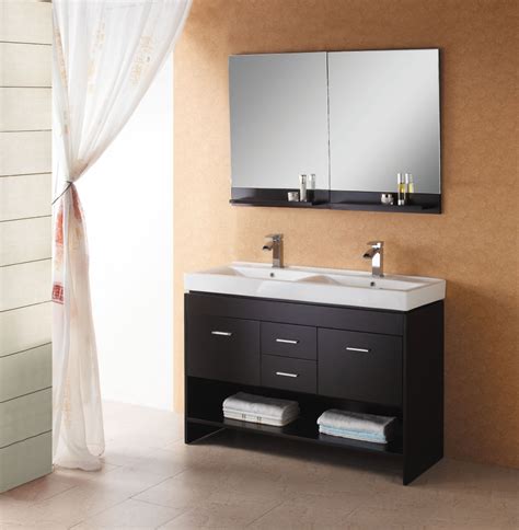 Shop for rustic vanities with an open shelf design, handcrafted using reclaimed barnwood or with log trim. 47.2 Inch Modern Double Sink Wall Mount Bathroom Vanity in ...