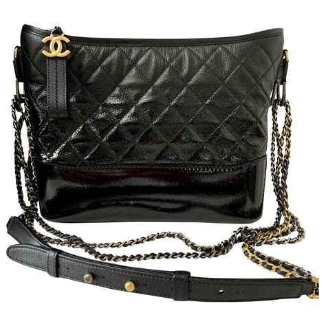 Gabrielle De Chanel Large Hobo Bag In Black Degrade Leather Patent