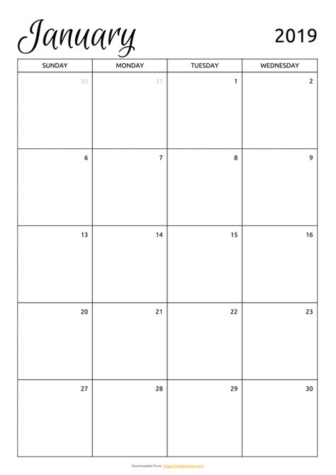 Monthly Calendar Template Free Printable Printable Templates