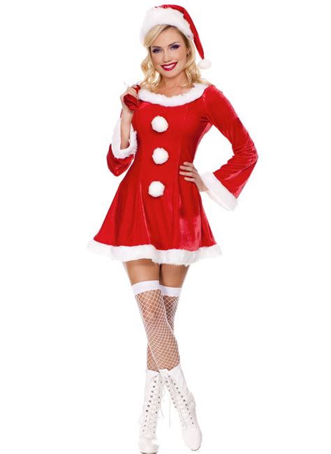 Music Legs Red White Sleigh Hottie Santa S Little Helper Christmas Holiday Mrs Claus Party Costume
