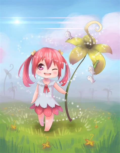 Little Girl And Yellow Flower By Sanilea On Deviantart