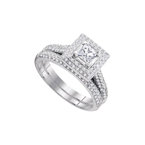 Aa Jewels Solid 14k White Gold Princess Cut Diamond Bridal Wedding