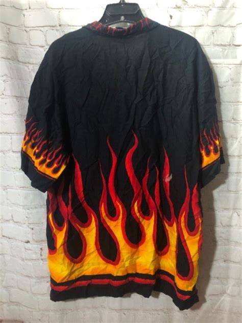Fire And Flames Design Print Shirt Boardwalk Vintage