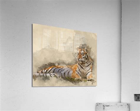 Digital Watercolour Painting Of Beautiful Image Of Tiger Relaxin