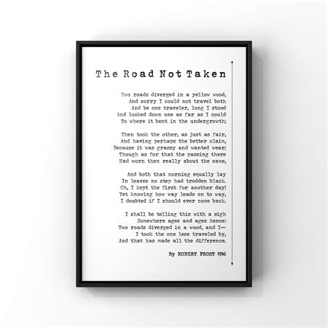 The Road Not Taken Poem By Robert Frost 1916 Poster Print Etsy Uk