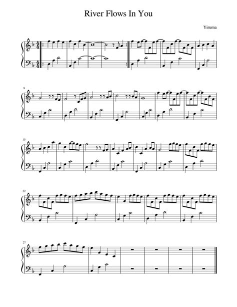 River Flows In You Sheet Music For Piano Solo Easy