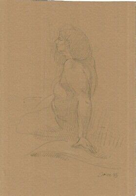 ORIGINAL MIRIAM SLATER Graphite Pencil Nude Woman Figure Life Drawing