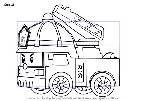 learn   draw roy fire truck  robocar poli robocar poli step  step drawing tutorials