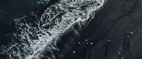Download Wallpaper 2560x1080 Ocean Aerial View Wave Surf Shore
