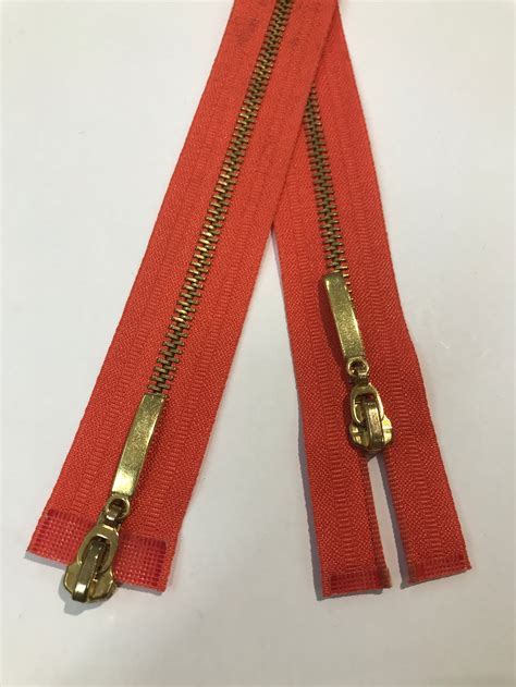 4 Inch To 35 Inch Orange Metal Gold Zip Two Way Open Ended Etsy