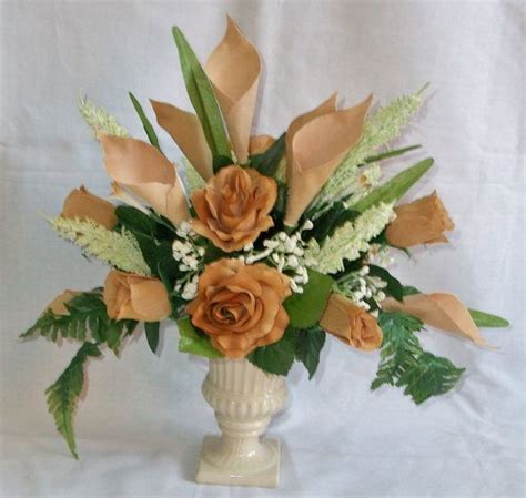 Calla Lily Roses Silk Flower Floral Arrangement Etsy Calla Lily