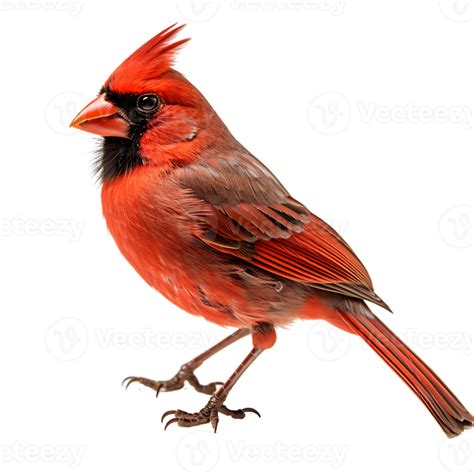 Beautiful Northern Cardinal Bird On Transparent Background Ai