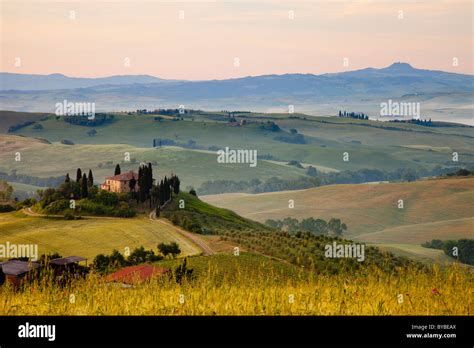 Podere Belvedere And Tuscan Countryside At Dawn Near San Quirico D