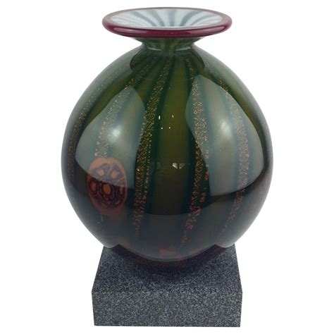 Barovier And Toso Murano Multicolored Aventurine Art Glass Vase Marble Base For Sale At 1stdibs