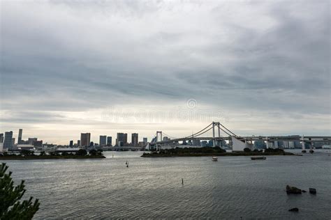 Tokyo Bay And Rainbow Bridge In Odaiba Stock Image Image