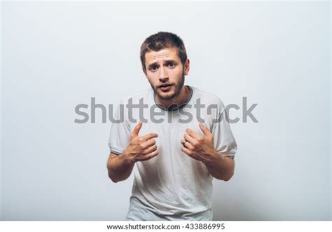 Male Hand Forefinger Pointing Himself On Stock Photo 433886995