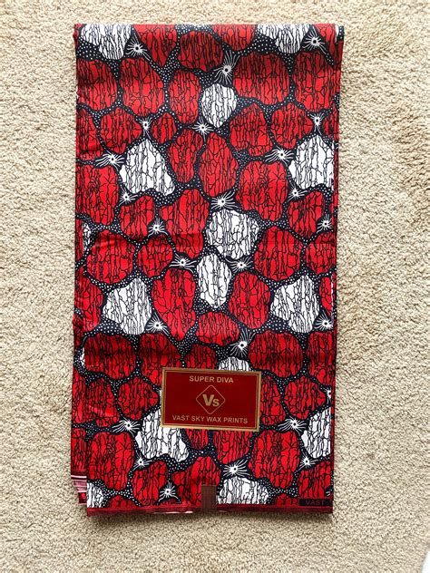Red Ankara And Lace 3 Yards Of Beautiful And Unique African Fabric