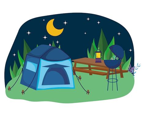 Carpa Y Camping Vector Premium