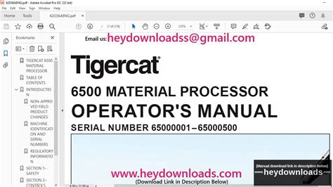 Tigercat 6500 MATERIAL PROCESSOR OPERATOR S MANUAL SN 6500000165000500