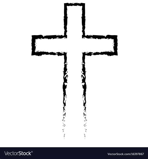 Abstract Christian Cross Black In Hand Drawn Style