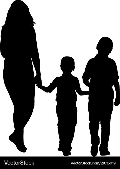 Mother With Children Silhouettes Royalty Free Vector Image