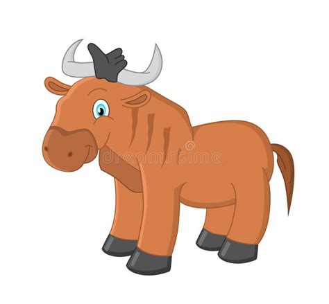 Cute Cartoon Wildebeest Vector Illustration Stock Vector