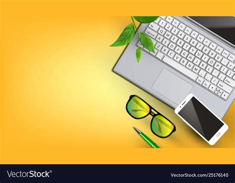 Modern Technology On Workplace Flat Lay Royalty Free Vector