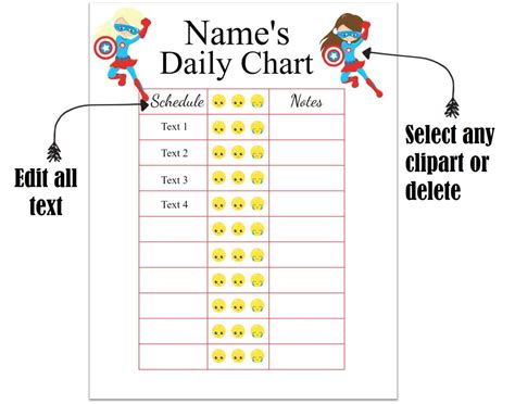 Free Editable Daily Behavior Chart Many Designs Are
