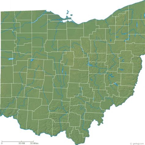 Ohio Physical Map And Ohio Topographic Map