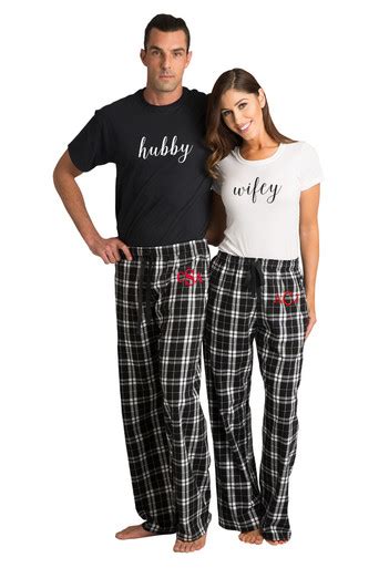 Personalized Monogrammed Hubby Wifey Matching Couples Pajama Sets Zynotti