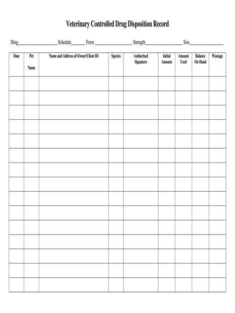 Veterinary Controlled Drug Log Template Fill Out And Sign Online Dochub