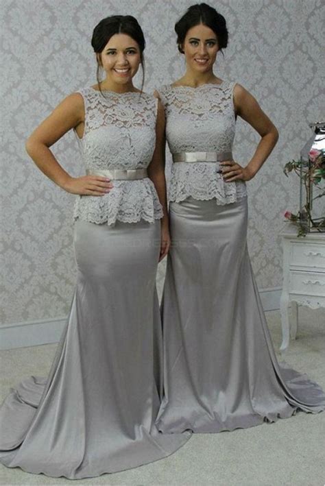 Best wedding guest dresses to shop for upcoming nuptials. Long Silver Mermaid Lace Wedding Guest Dresses Bridesmaid ...