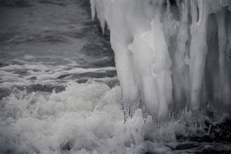 Fond Décran Cascade Monochrome Mer Eau Neige Hiver La Glace Gel Météo Est Océan