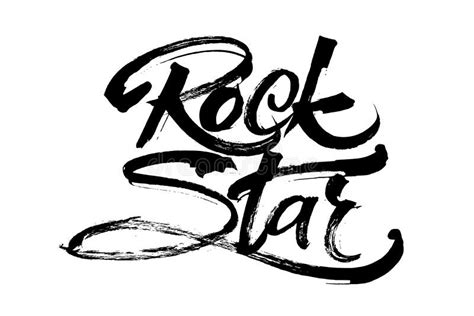 Rock Star Modern Calligraphy Hand Lettering For Serigraphy Print Stock