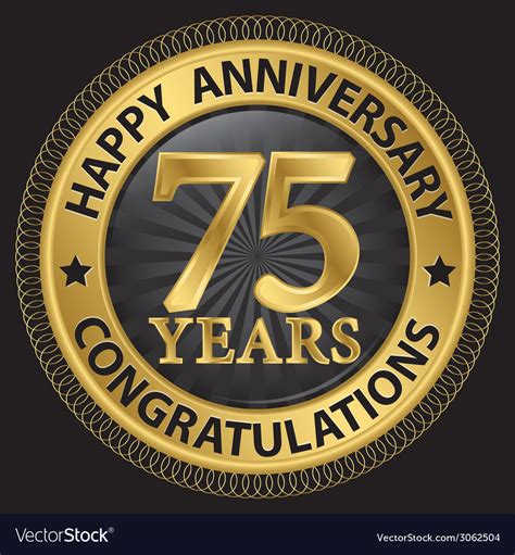 75 Years Happy Anniversary Congratulations Gold Vector Image