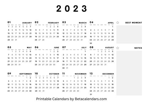 2023 Calendar Beta Calendars