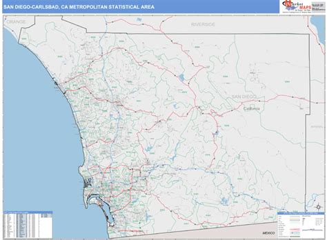 San Diego Carlsbad Metro Area Ca 5 Digit Zip Code Maps Color Cast